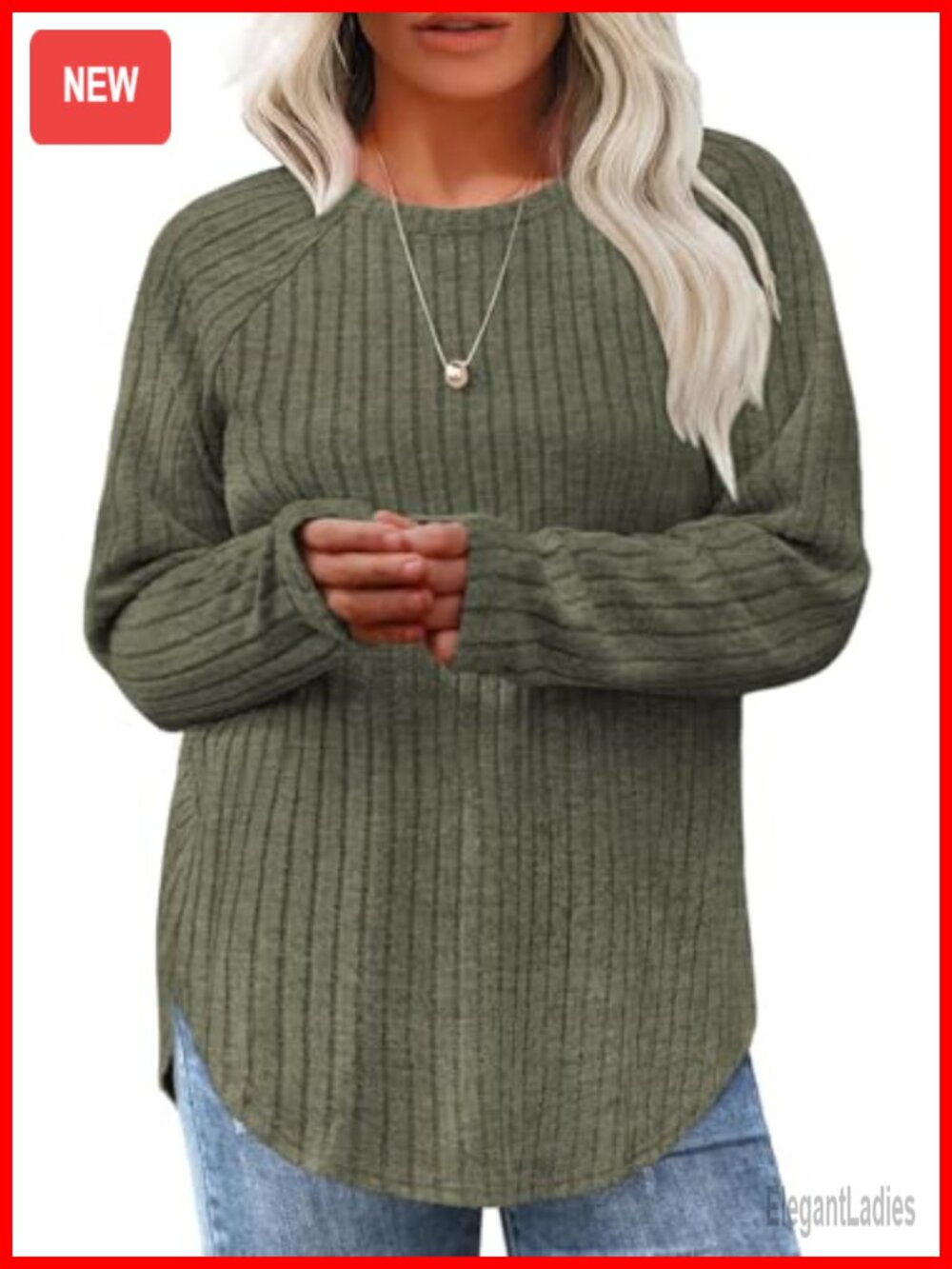 Plus Size Tunic Top Long Sleeve Loose Fit Pullover Knit Blouse